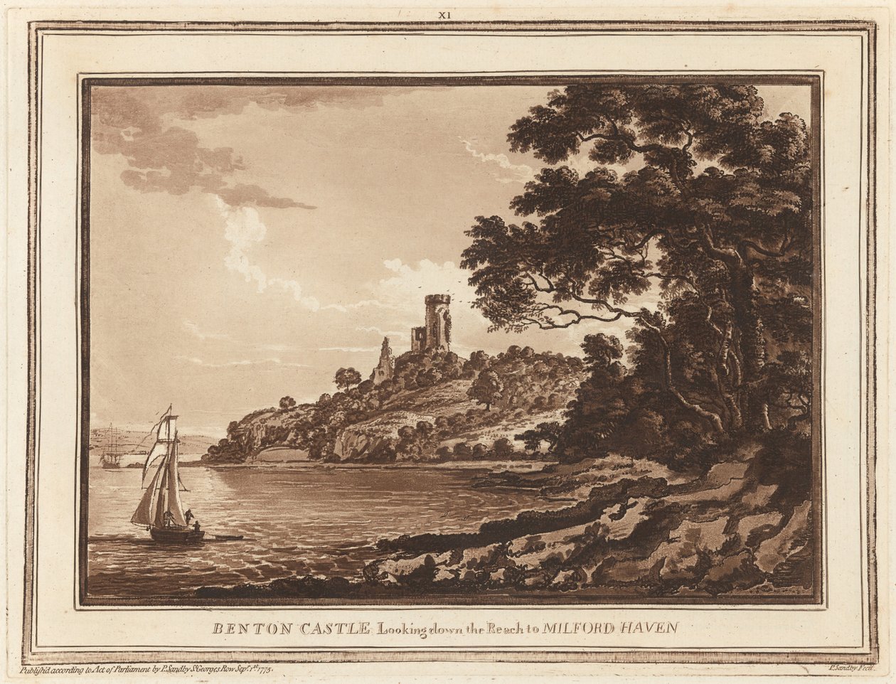 Castillo de Benton, Mirando hacia Milford Haven de Paul Sandby