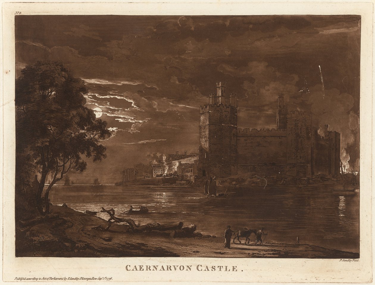 Castillo de Caernarvon (Noche) de Paul Sandby