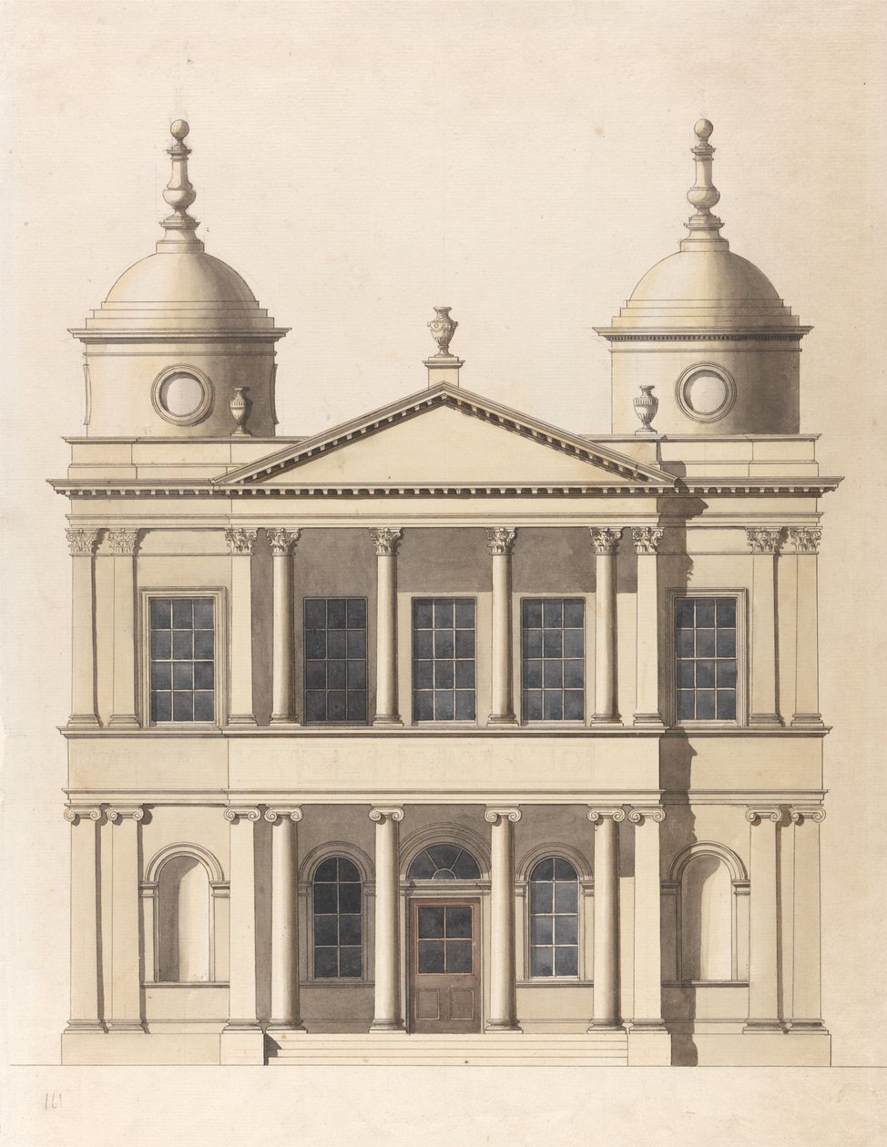 Proyecto para una iglesia. Alzado de la fachada oeste de Paul Sandby