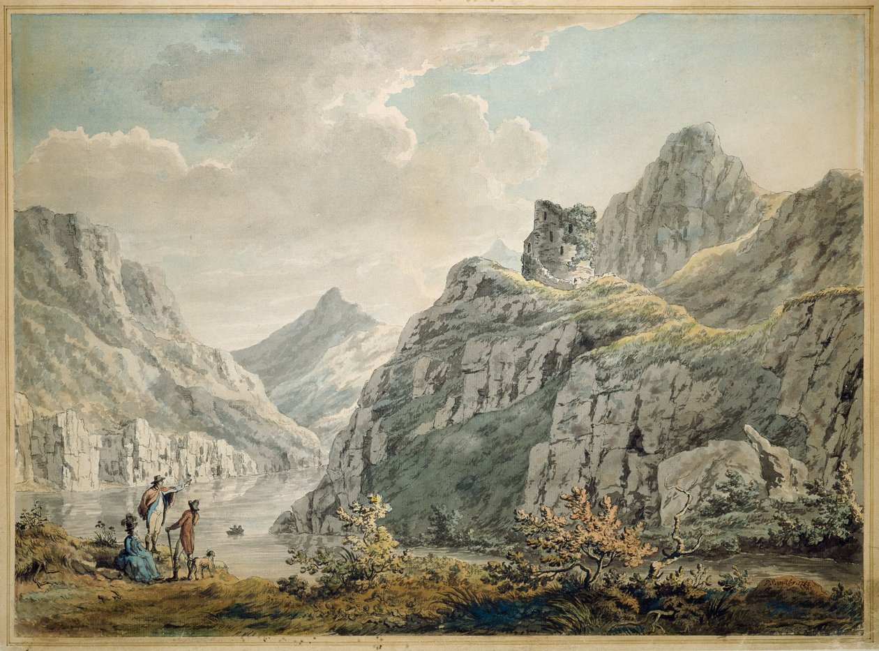 Castillo de Dolbardarn y lago Llanberris, 1764 de Paul Sandby