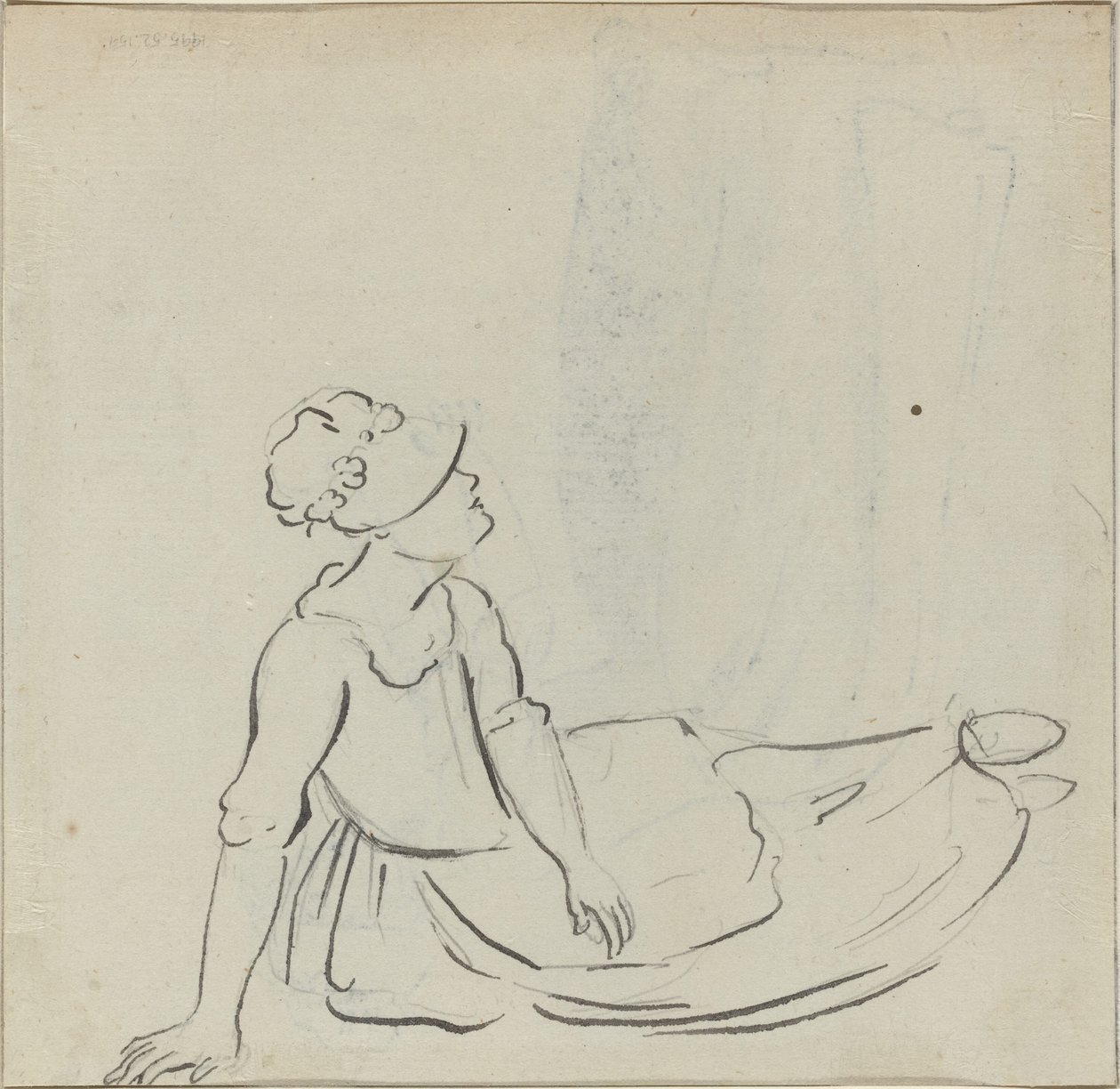 Niña con un sombrero reclinada [verso] de Paul Sandby