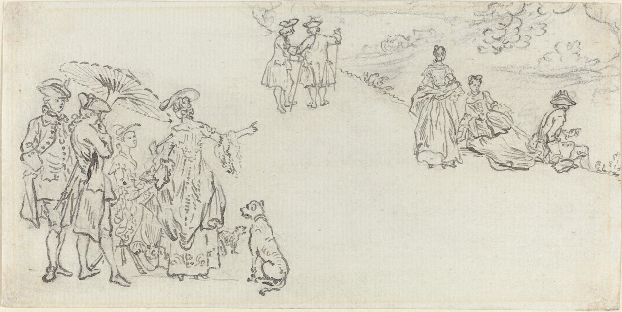 Damas y caballeros en un parque campestre de Paul Sandby