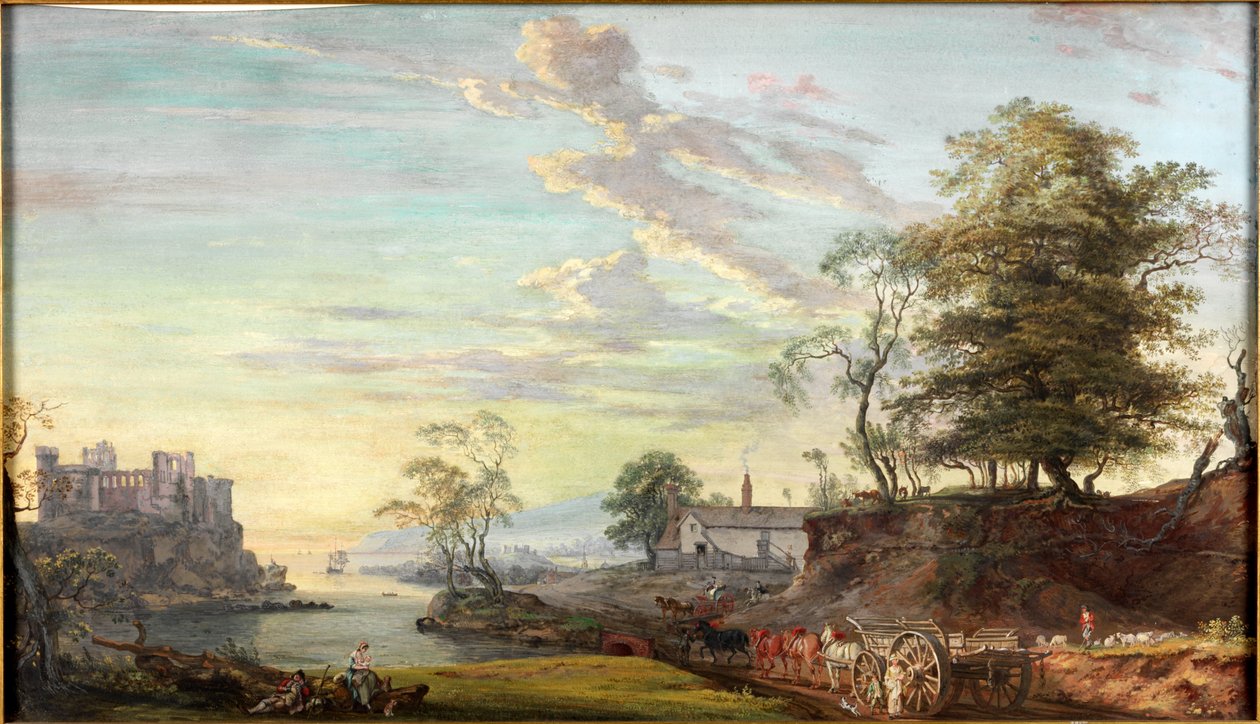 Paisaje con castillo en una bahía, hacia 1769-1795 (Acuarela y gouache) de Paul Sandby