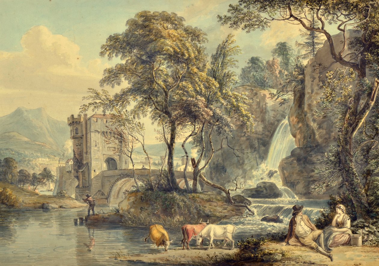Paisaje con una cascada de Paul Sandby