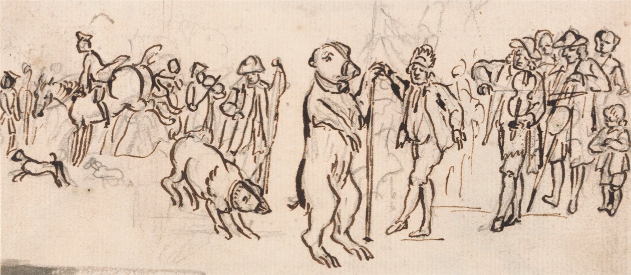 Músicos y un oso intérprete de Paul Sandby