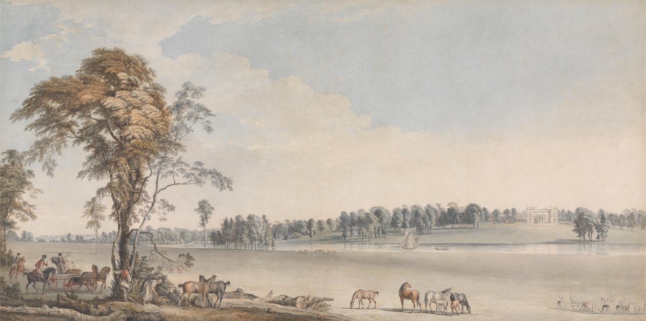Vista noroeste de Wakefield Lodge en Whittlebury Forest, Northamptonshire de Paul Sandby