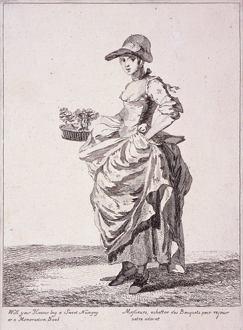 Vendedor de ramos y libros de notas, Gritos de Londres, 1760 de Paul Sandby