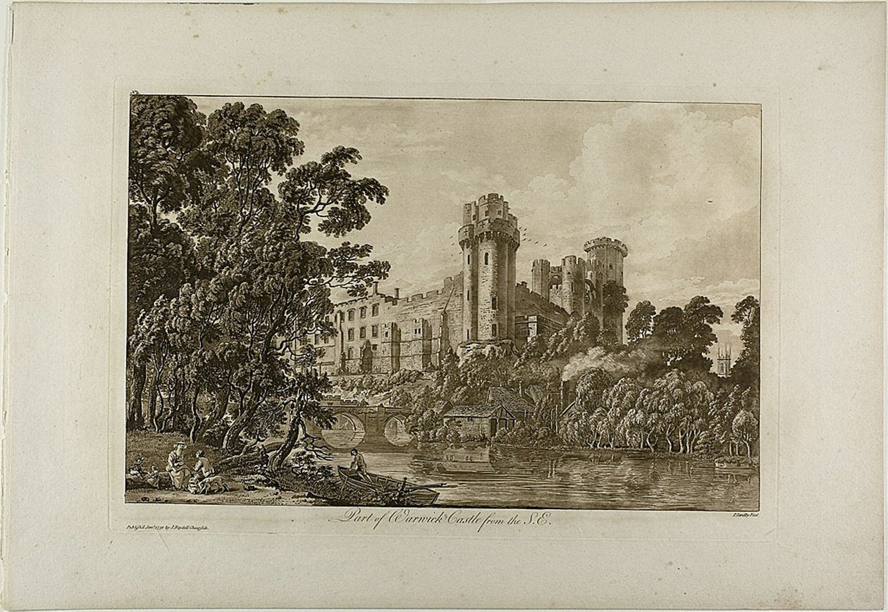 Parte del castillo de Warwick desde el sureste, lámina 4 de Paul Sandby