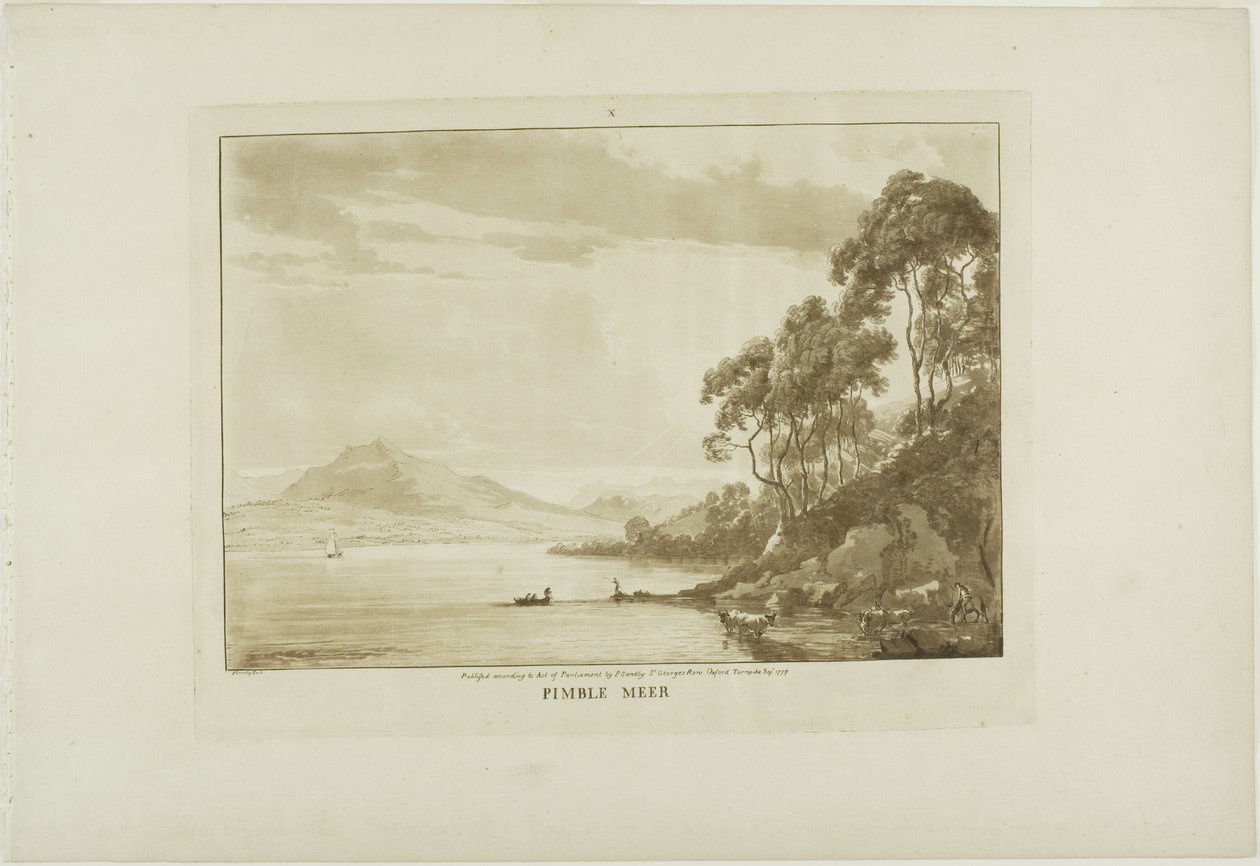 Pimble Meer, lámina diez de Doce vistas de Gales de Paul Sandby