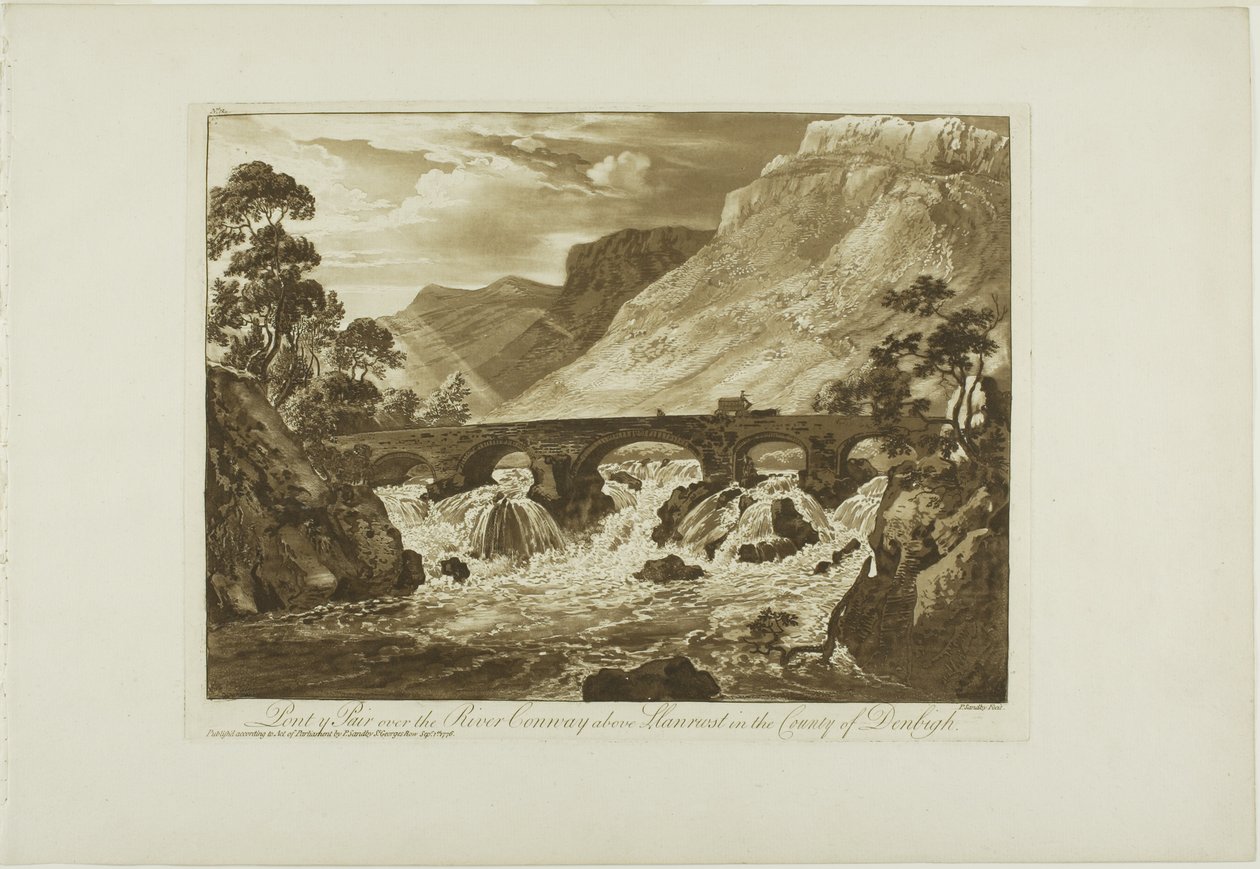 Pont y Pair sobre el río Conway arriba de Llanrwst en el condado de Denbigh de Paul Sandby
