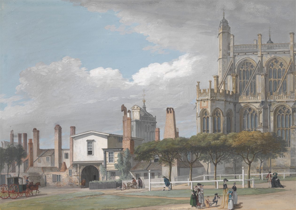Capilla de San Jorge, Windsor, y entrada al claustro de los cantores de Paul Sandby