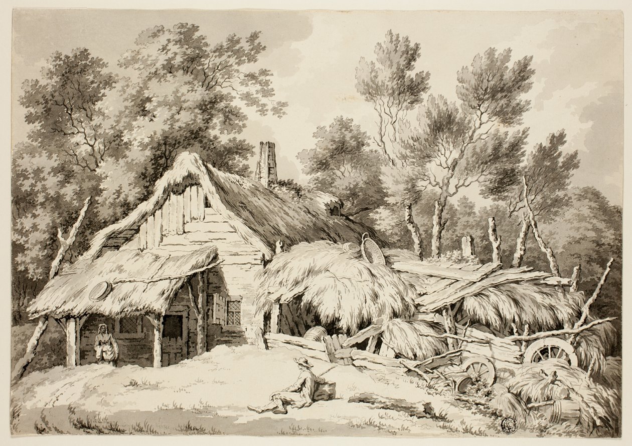 Casa de campo con tejado de paja de Paul Sandby