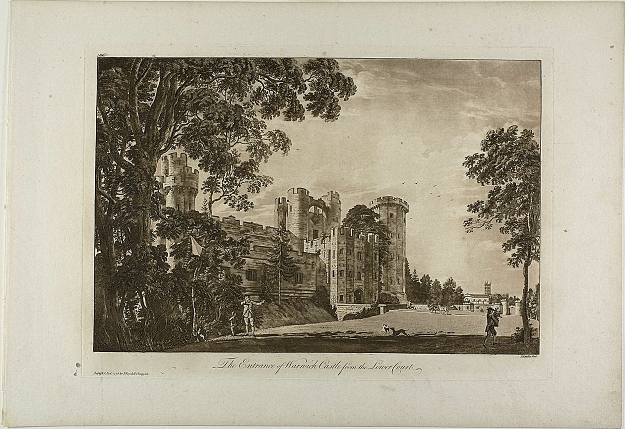 La entrada del castillo de Warwick desde el patio inferior, lámina 2 de Paul Sandby