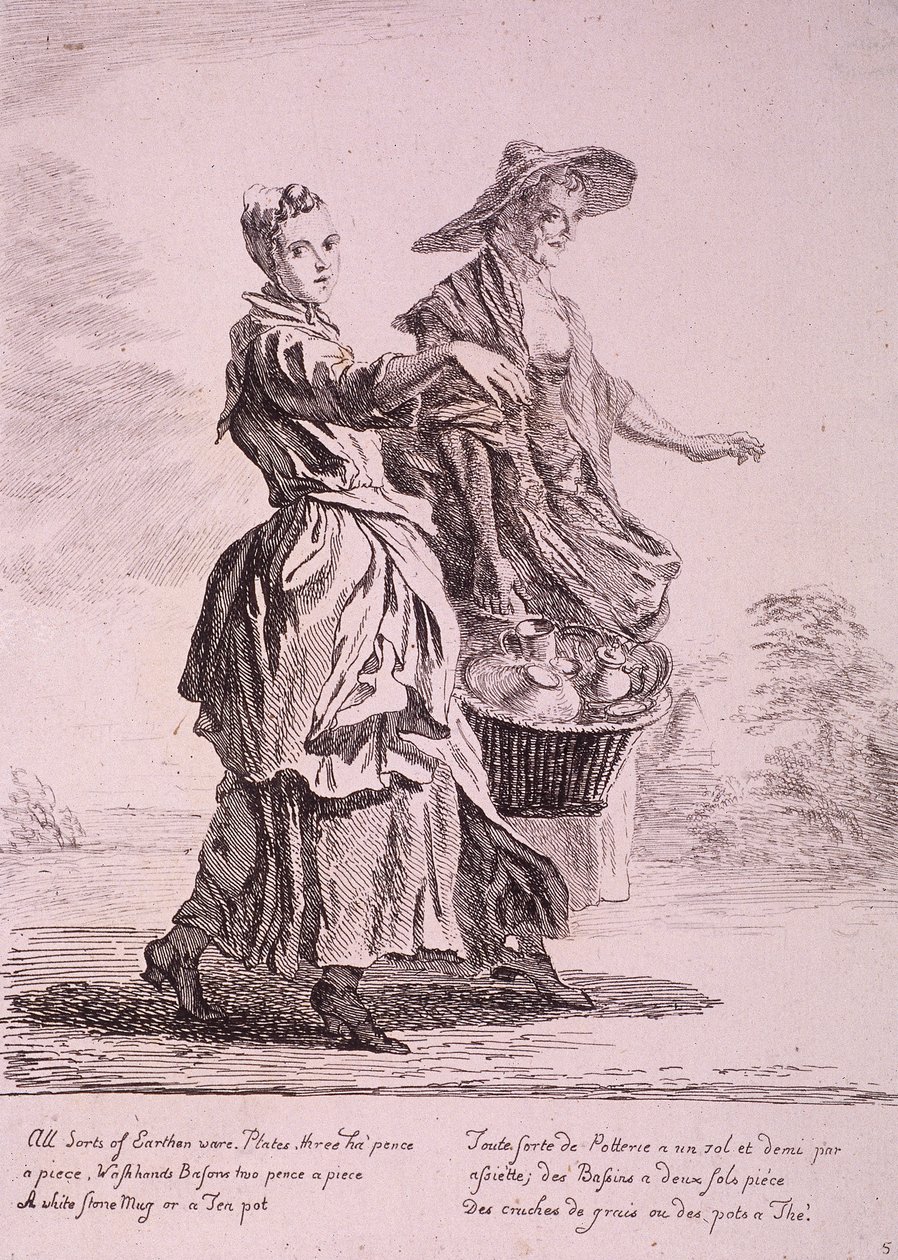 Dos vendedores de loza, Gritos de Londres, 1760 de Paul Sandby