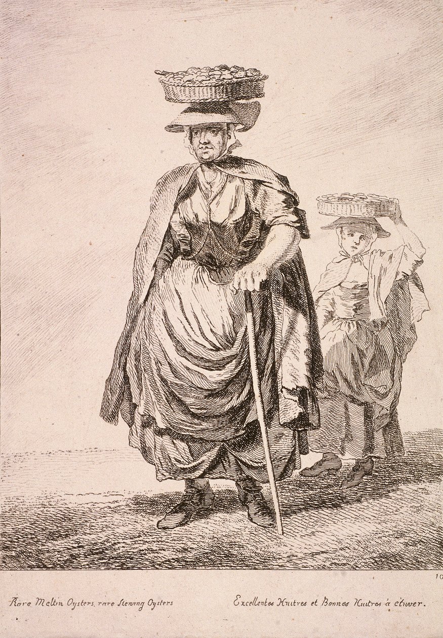 Dos vendedores de ostras, Gritos de Londres, 1760 de Paul Sandby