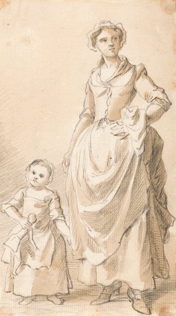 Mujer y niño sosteniendo una muñeca de Paul Sandby