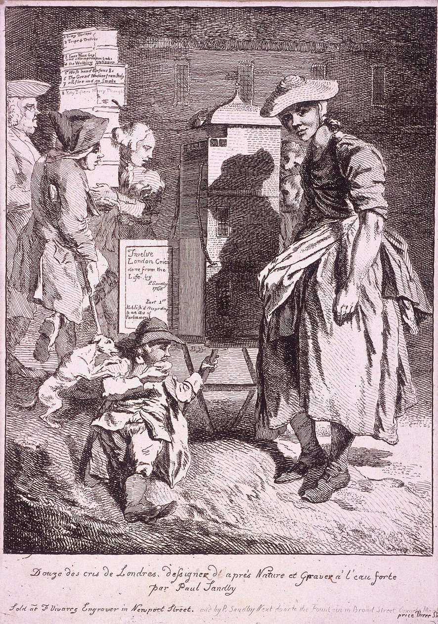 Mujer con un espectáculo raro, Gritos de Londres, 1760 de Paul Sandby