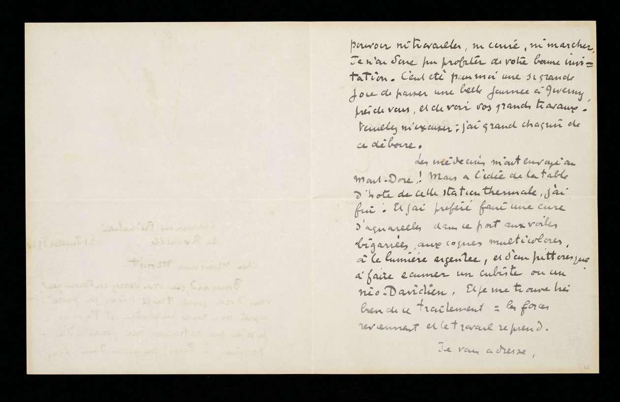 Carta autógrafa a Claude Monet, 21 de julio de 1920 de Paul Signac