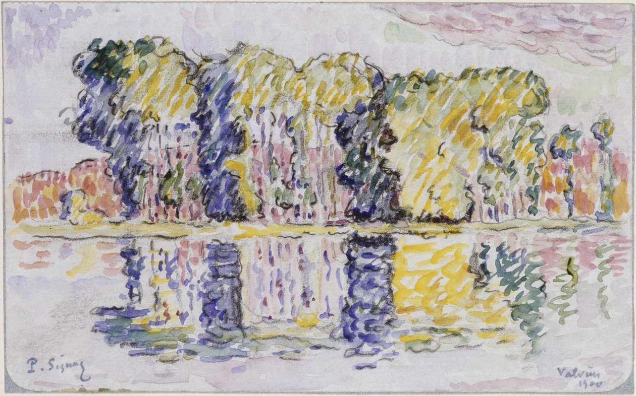 Grupo de árboles junto al agua de Paul Signac