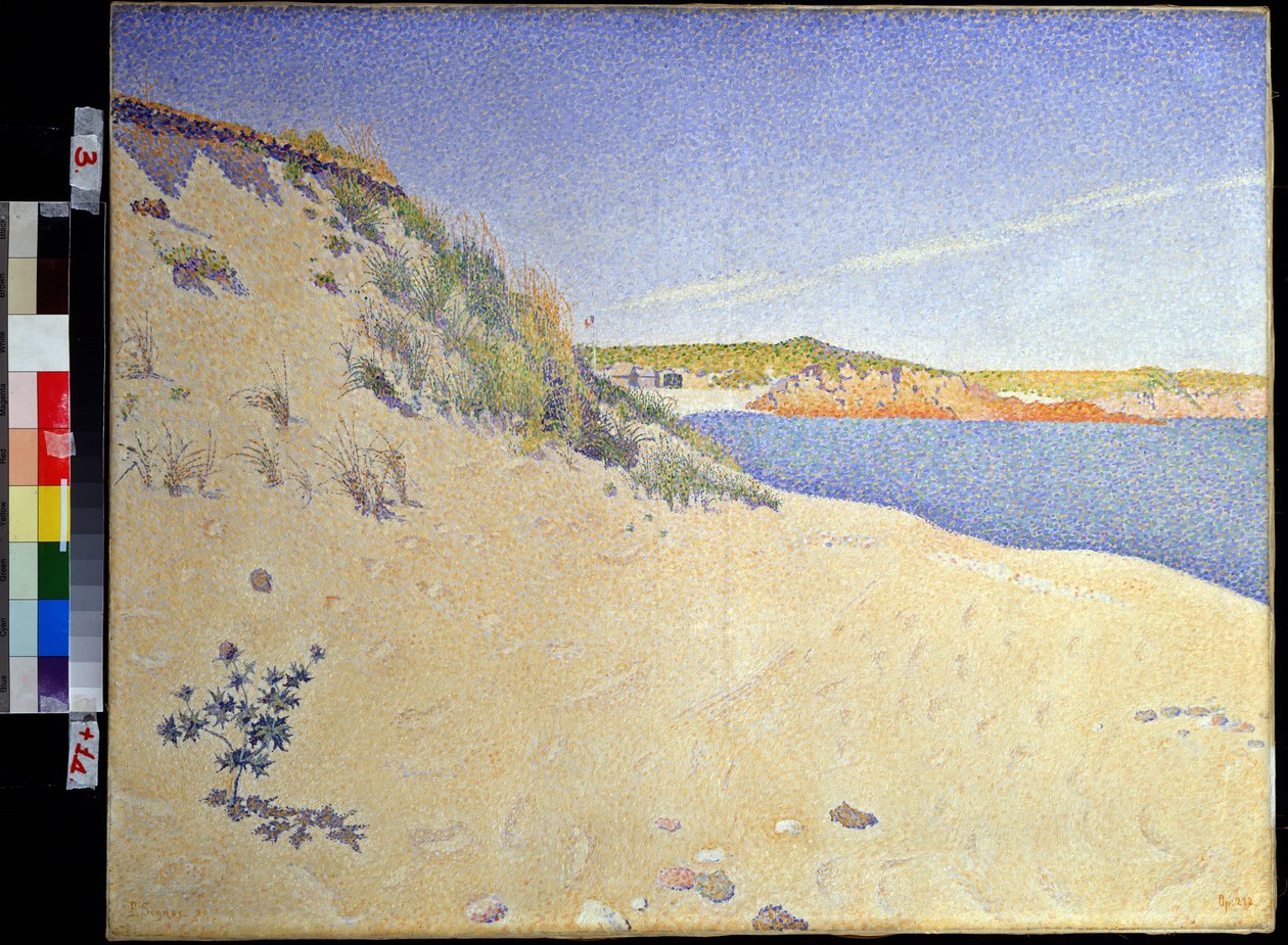 ""Mar de Saint Briac sur mer in Ille et villaine"" (La playa de Saint-Briac. Op. 212 (Orilla del mar de arena)) Pintura de Paul Signac (1863-1935) 1890 Puntillismo Dim. 65x81 cm Museo Pouchkine, Moscú de Paul Signac