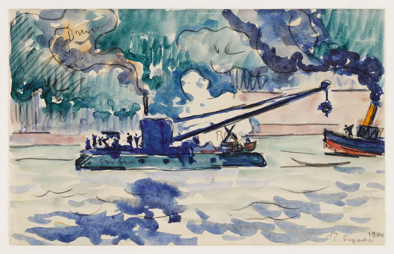 Grúa flotante y remolcador de Paul Signac