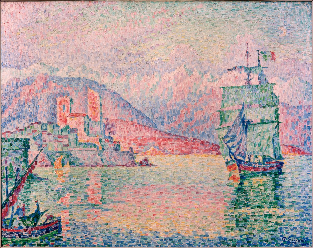 Puerto de Antibes al atardecer de Paul Signac