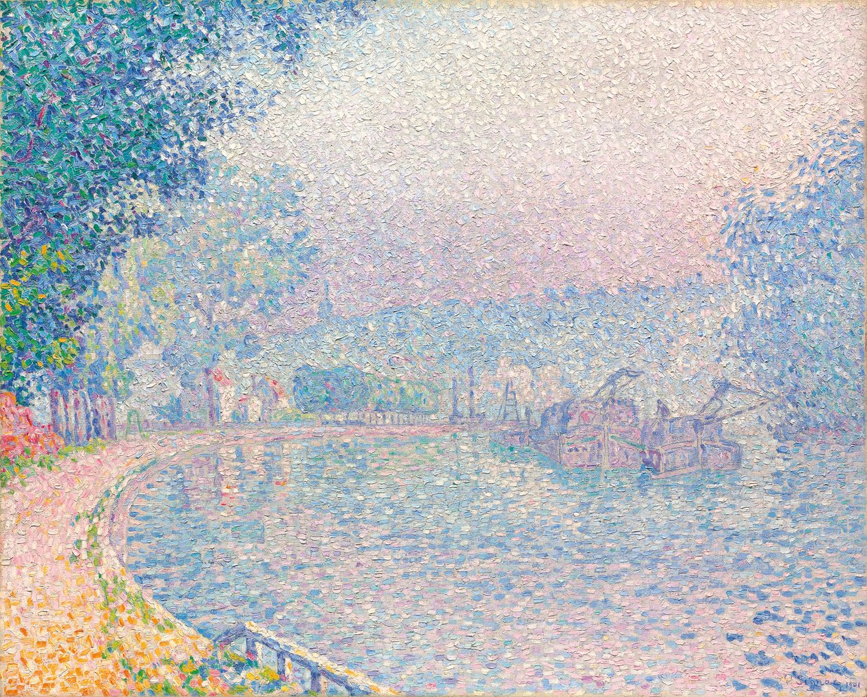 Samois, La Berge, mañana, 1901 de Paul Signac