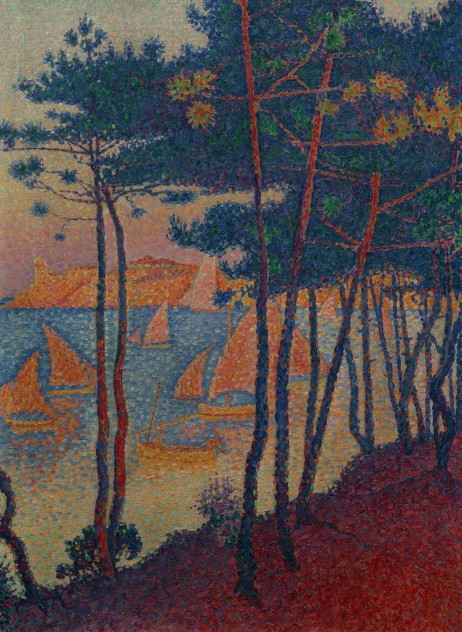 Velas y pinos de Paul Signac
