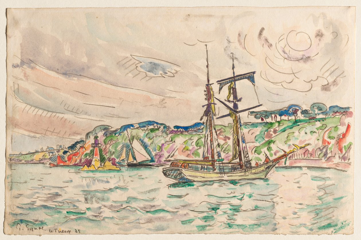 Barcos cerca del Río Trieux de Paul Signac