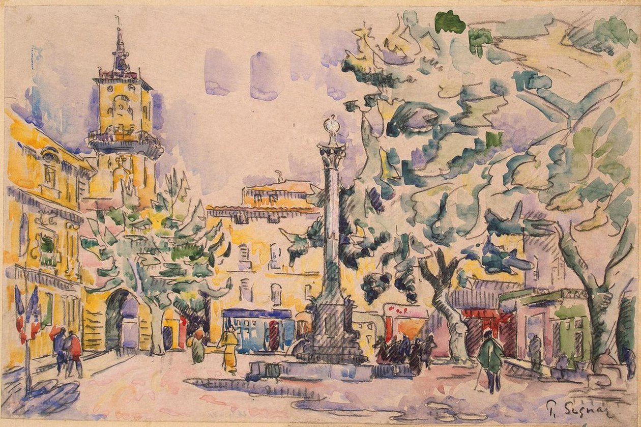Plaza del Hotel de Ville en Aix-en-Provence de Paul Signac