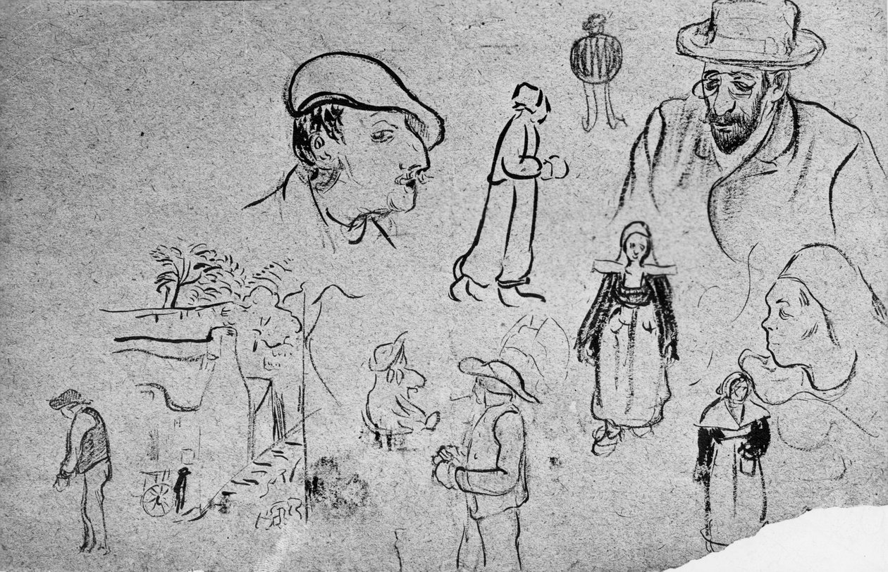 Paul Serusier (1865 1927) : bocetos (Paul Gauguin arriba a la izquierda) de Paul Sérusier