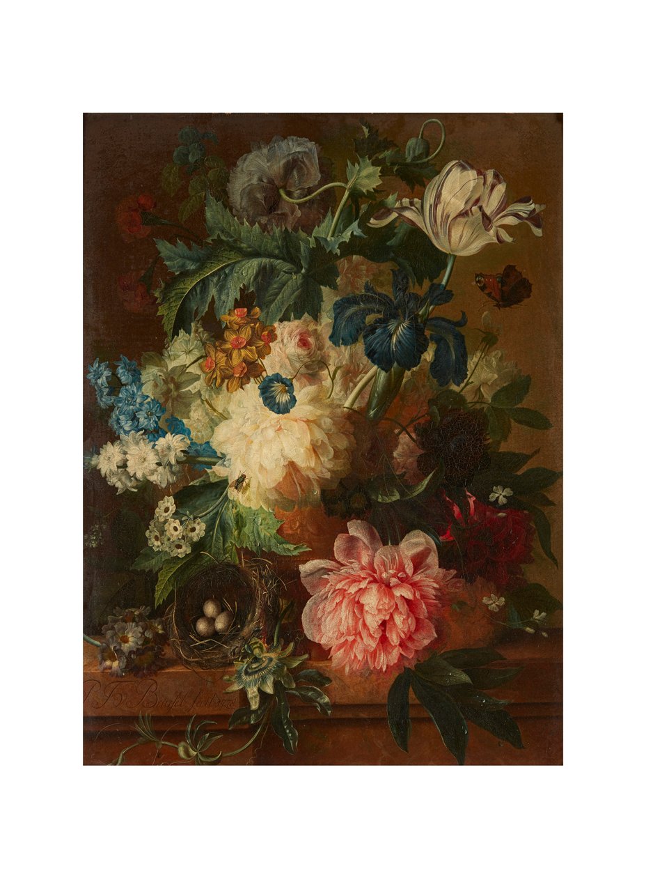 Bodegón de Flores de Primavera en una Urna con Pie de Paul Theodor van Brussel