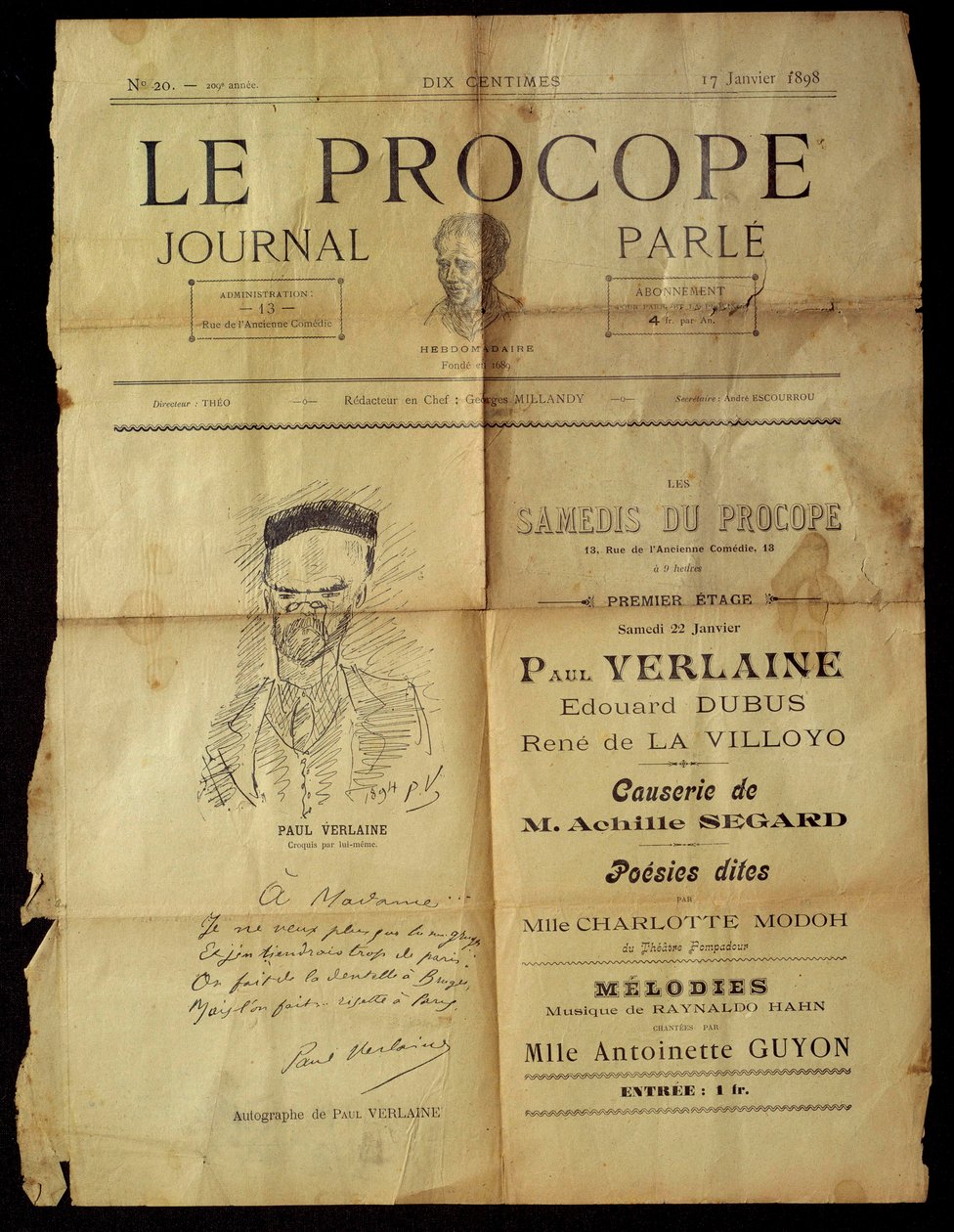 Journal du Procope, café parisino de Paul Verlaine