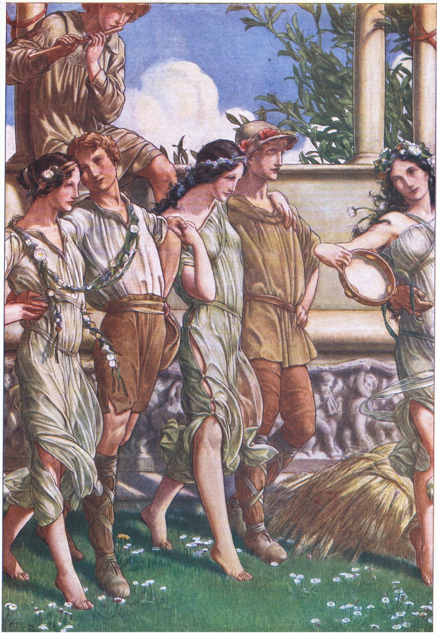 Juno, Ceres y la Máscara de las ninfas y el Segador, ilustración de La Tempestad, 1908 de Paul Vincent Woodroffe