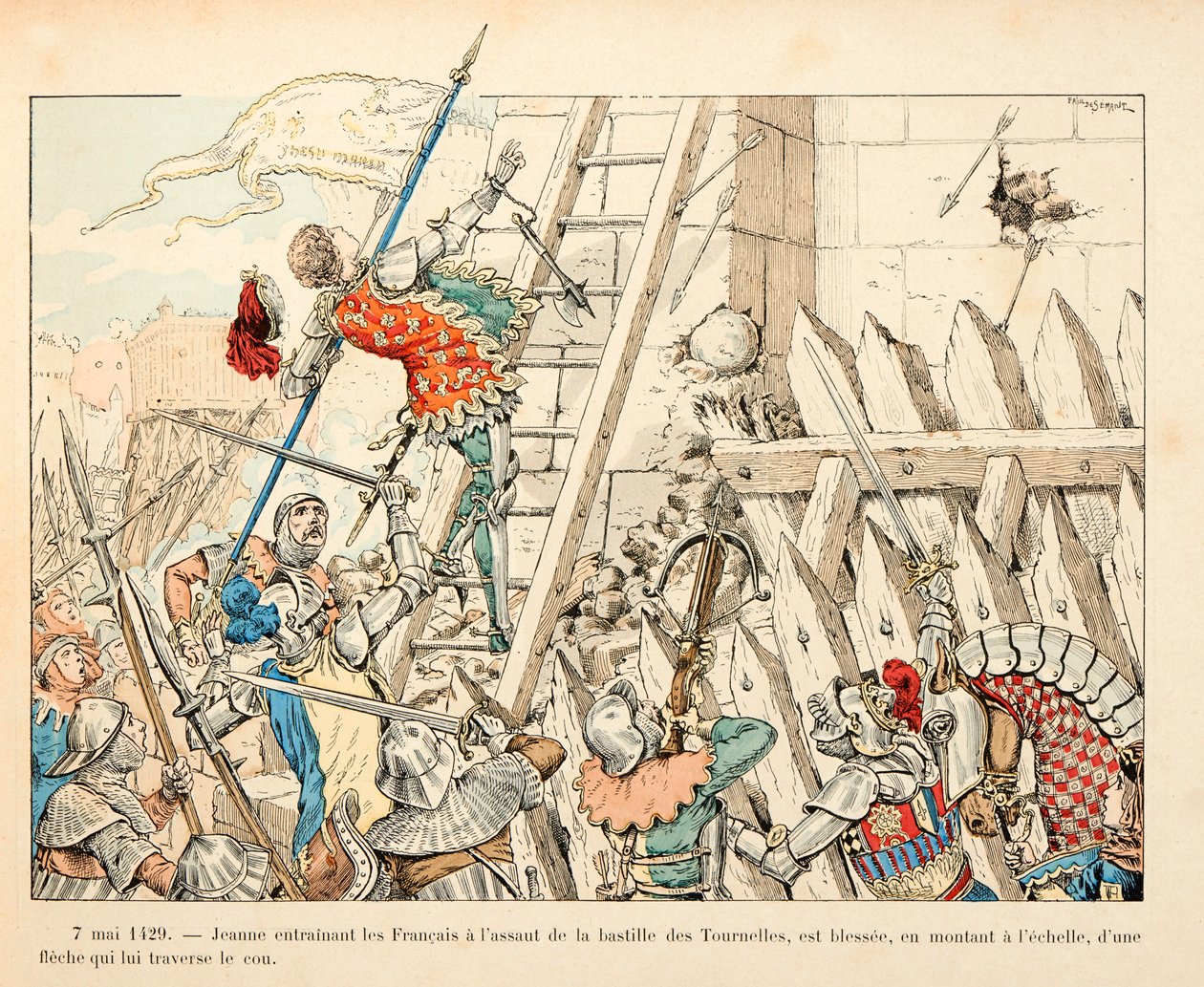 Ilustración tomada del libro “Juana de Arco” de Theodore Cahu e ilustrada por Paul De Semant (1855-1915): 7 de mayo de Paul de Semant