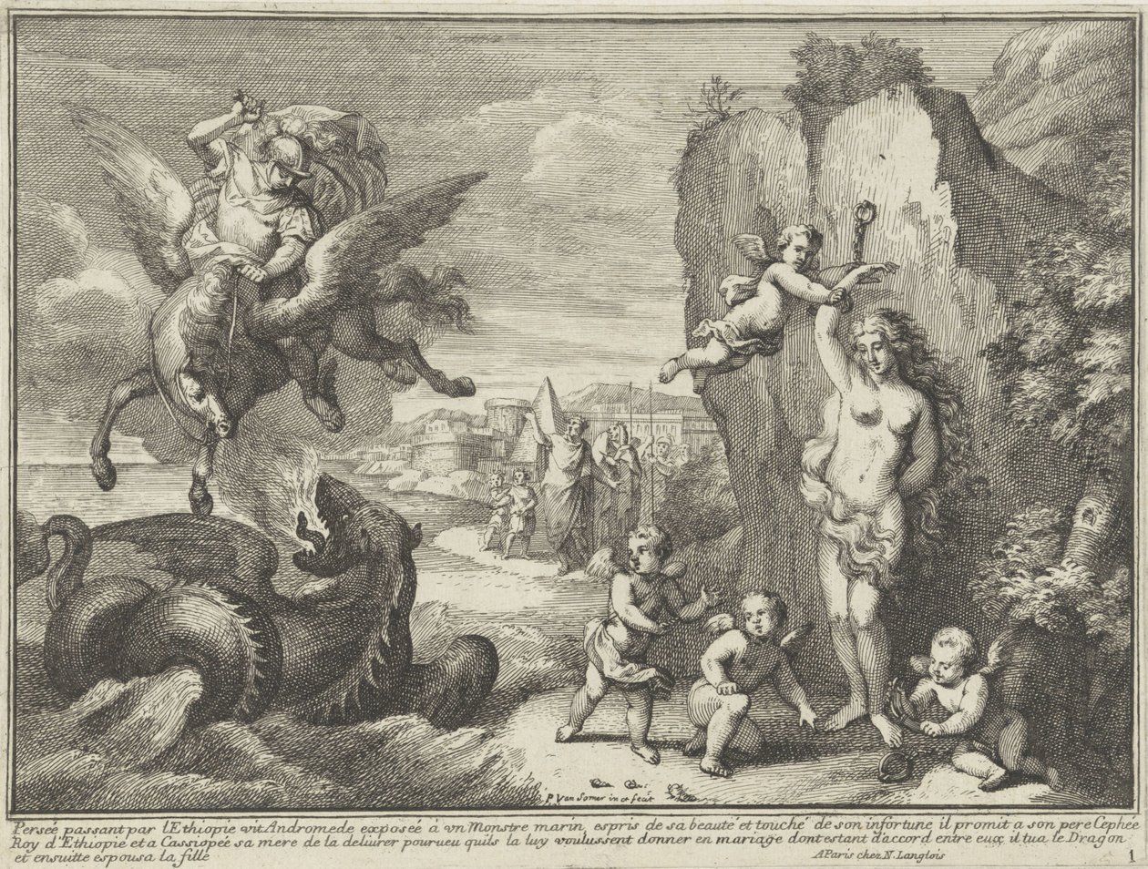 Perseo y Andrómeda Representaciones mitológicas en paisajes (título de la serie) de Paul van Somer (II)