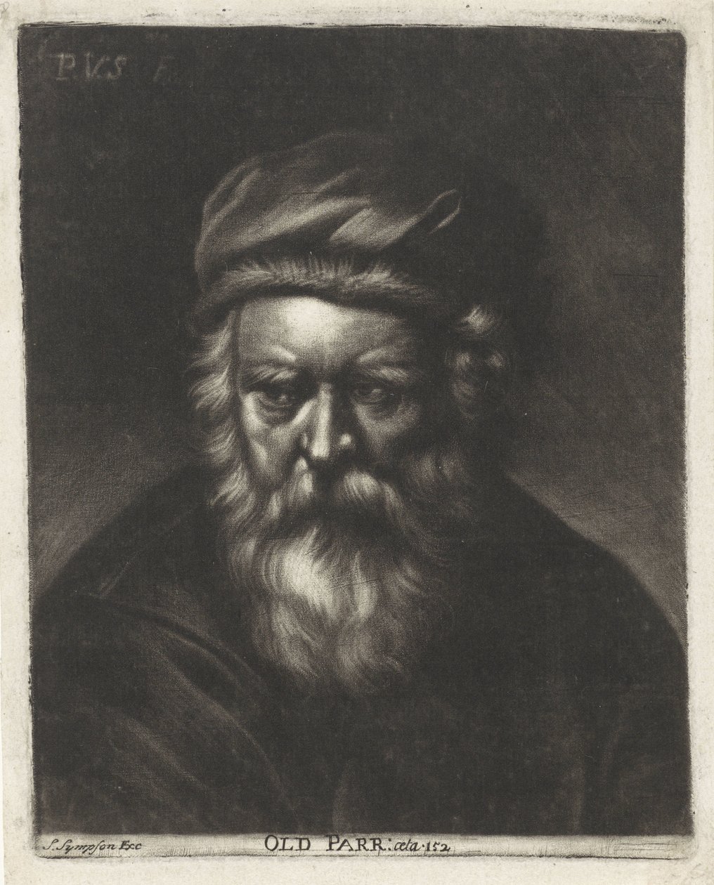 Portret de Thomas Parr Old Parr: aeta 152 (título sobre el objeto) de Paul van Somer (II)