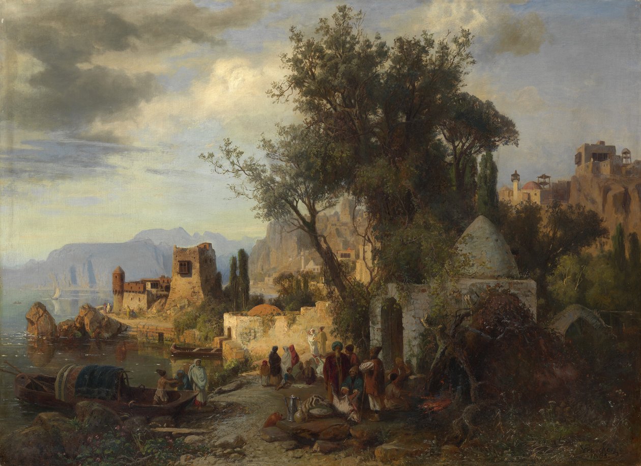 Atardecer junto al río Kura cerca de Tiflis de Paul von Franken