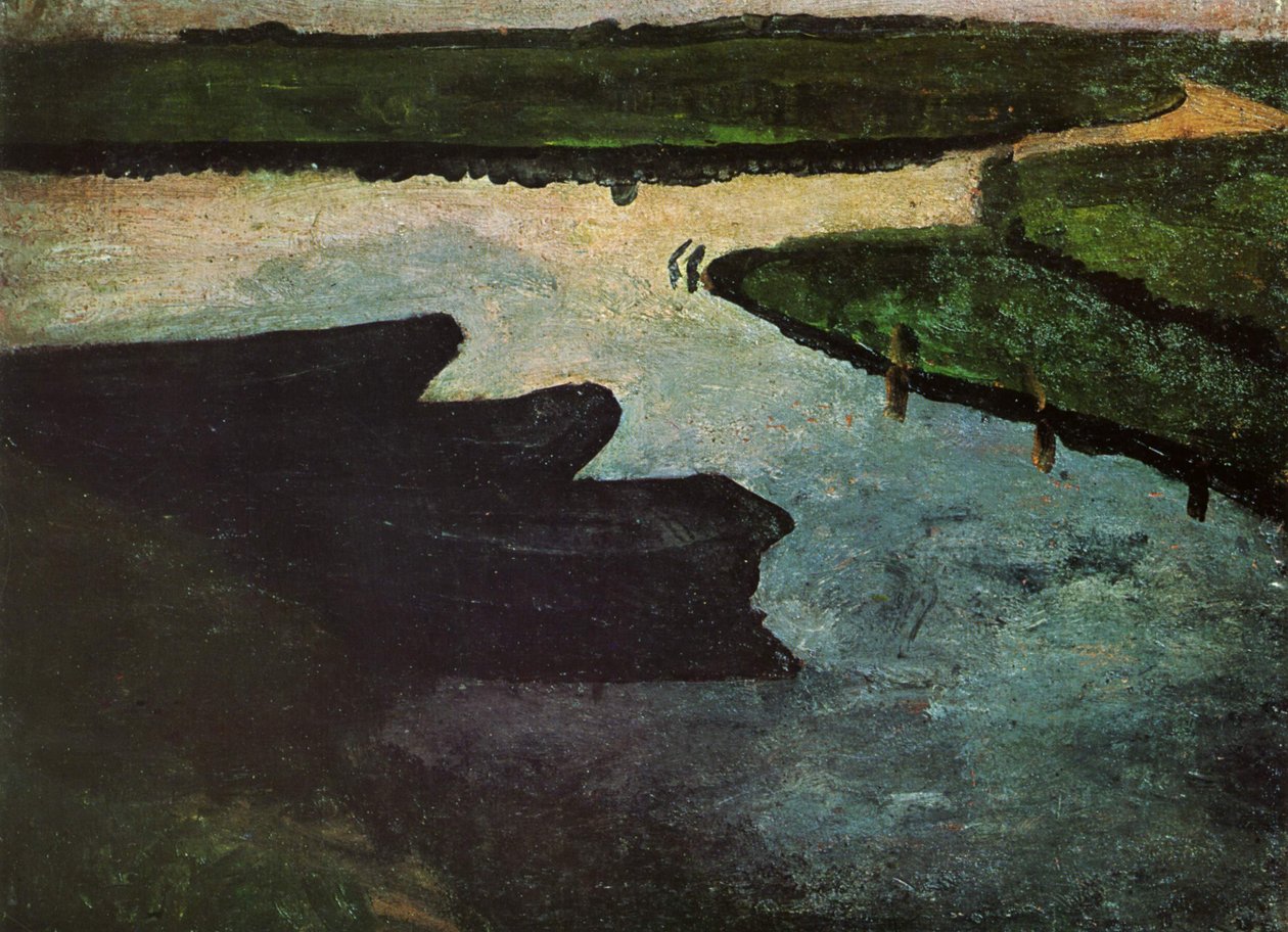 Canal de turba con barcazas de Paula Modersohn Becker