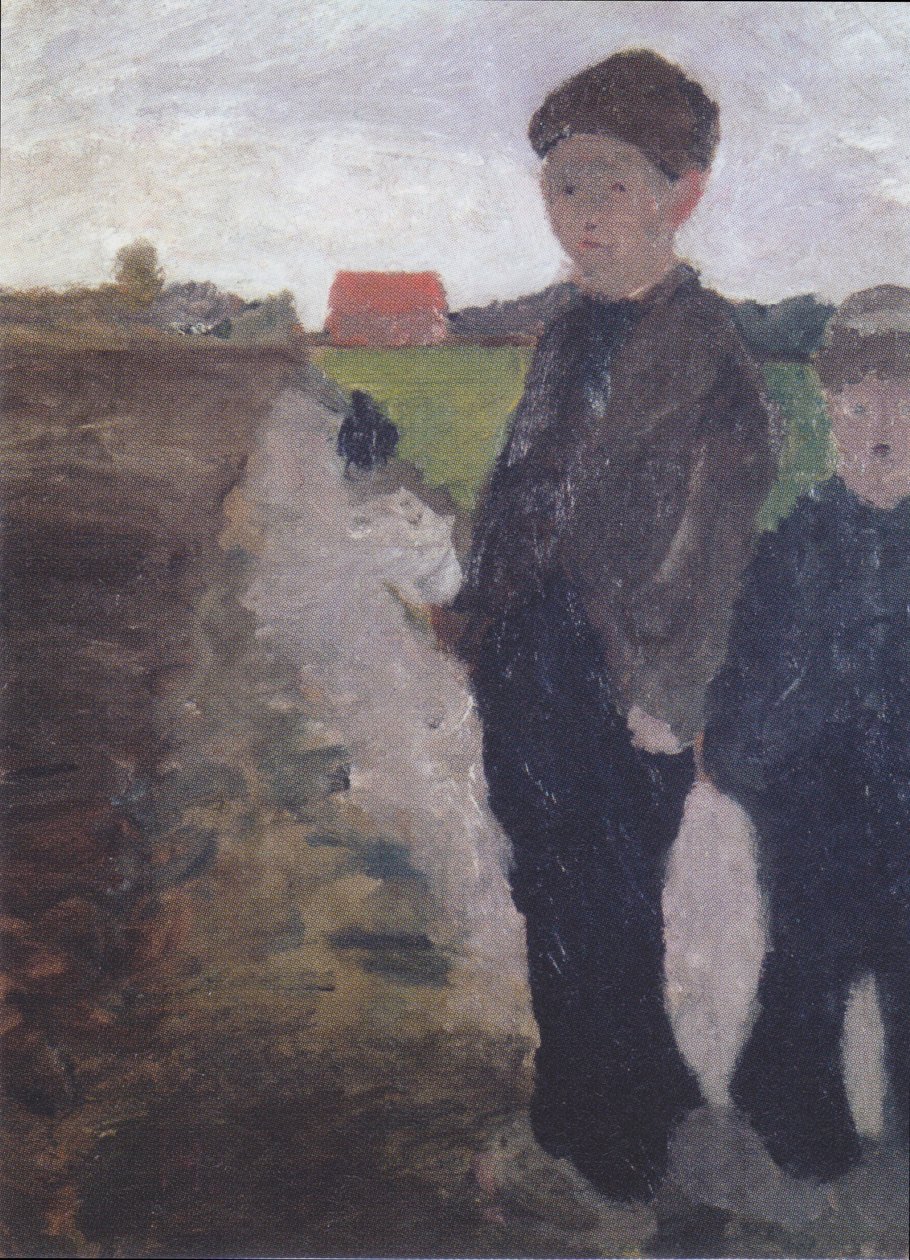 Dos niños en el canal del pantano de Paula Modersohn-Becker