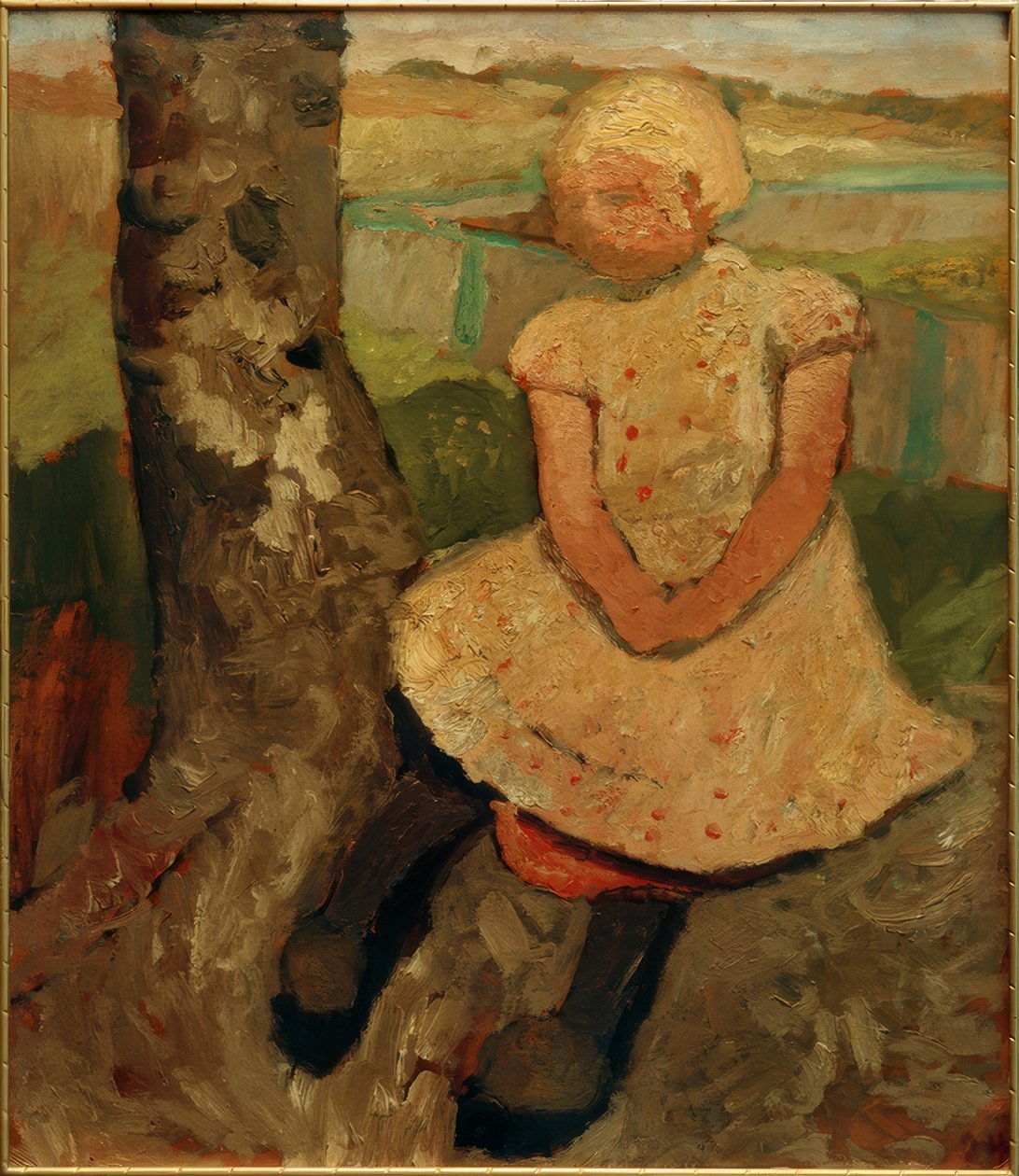 Niño sentado bajo un árbol de Paula Modersohn Becker
