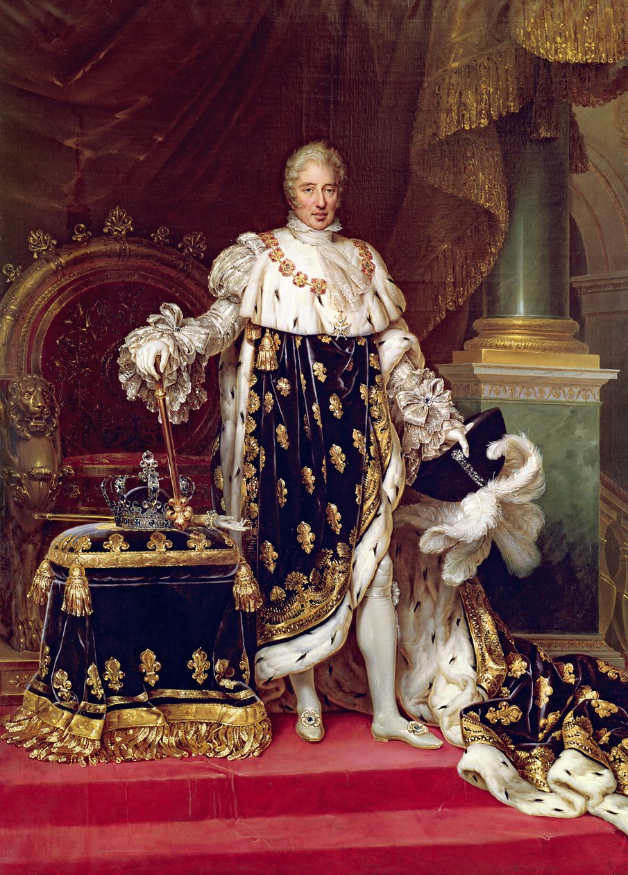 Retrato de Carlos X (1757-1836) con ropas de coronación, 1827 de Paulin Jean Baptiste Guerin