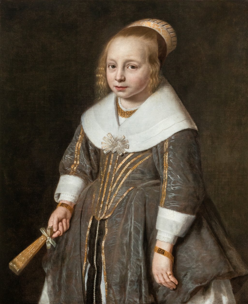 Retrato de una joven con un abanico en la mano de Paulus Hennekyn