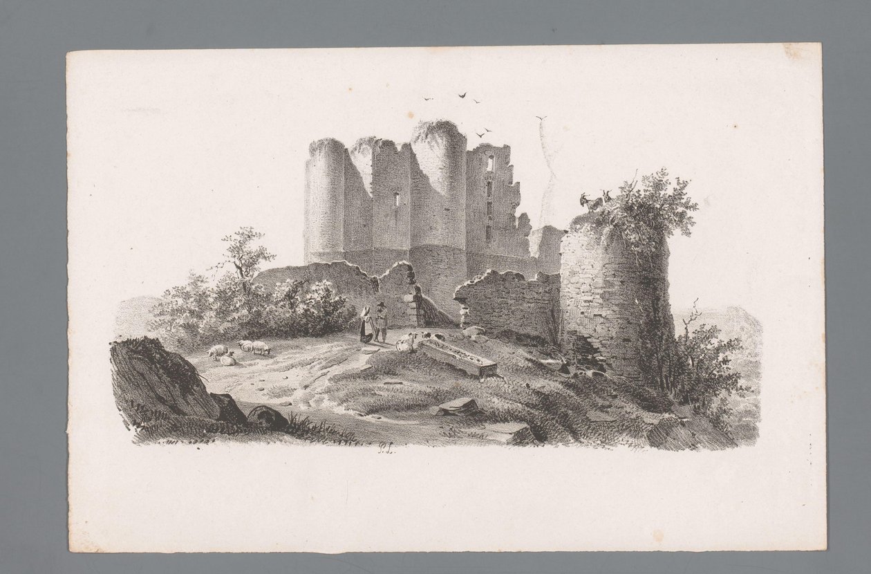 Vista de una ruina con torre Principios de los paisajes (título de la serie) Principios de paysages (título de la serie) de Paulus Lauters