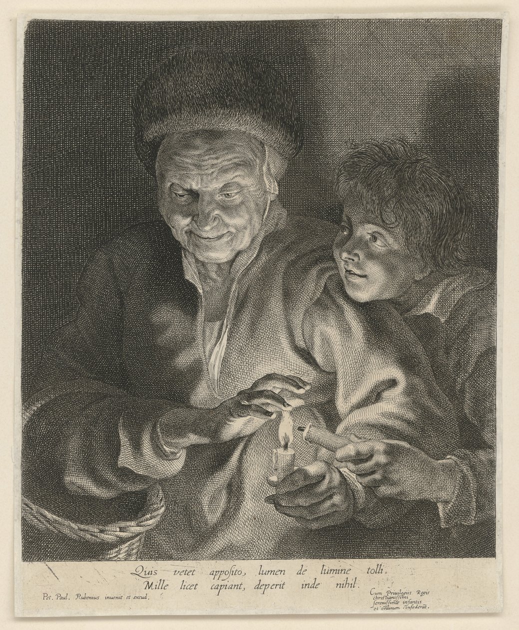 Anciana y niño con una vela de Paulus Pontius