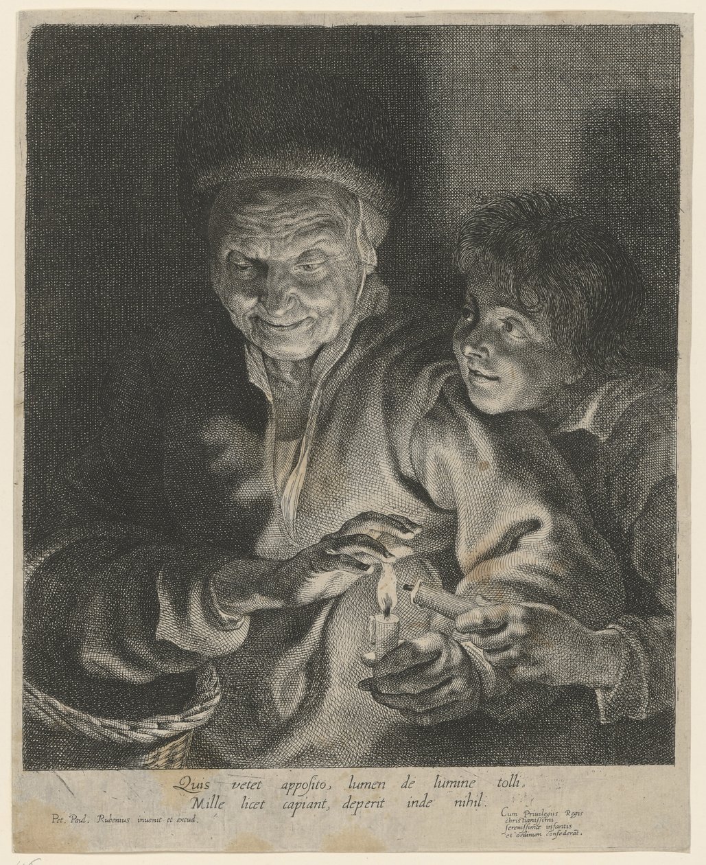 Anciana y muchacho con una vela de Paulus Pontius