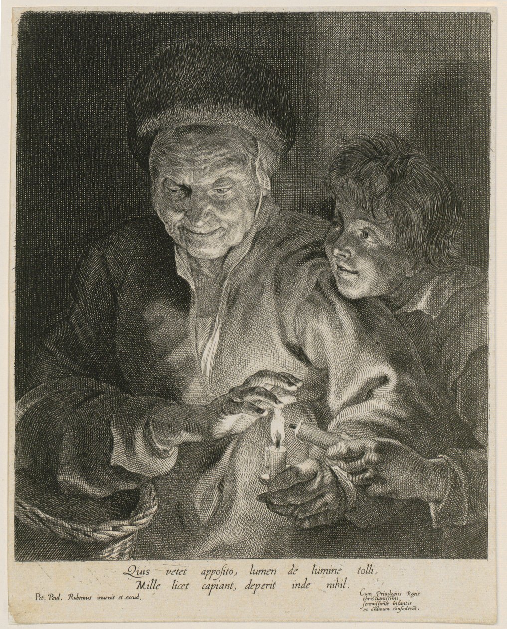 Anciana y muchacho con velas de Paulus Pontius