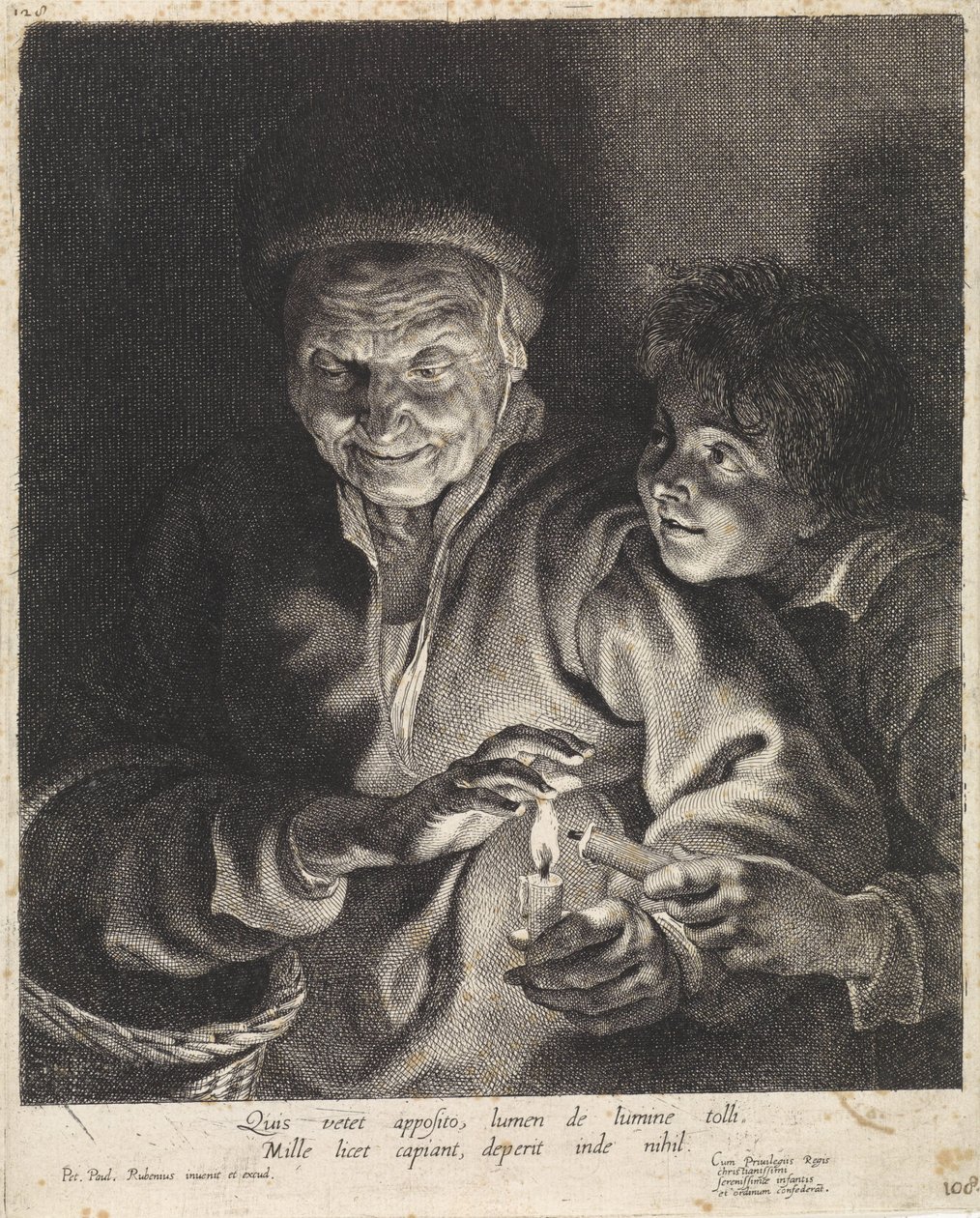 Anciana y muchacho con velas de Paulus Pontius