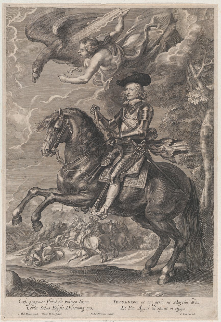Retrato del Cardenal-Infante Fernando de Austria, a caballo, ca. 1640-1653 de Paulus Pontius