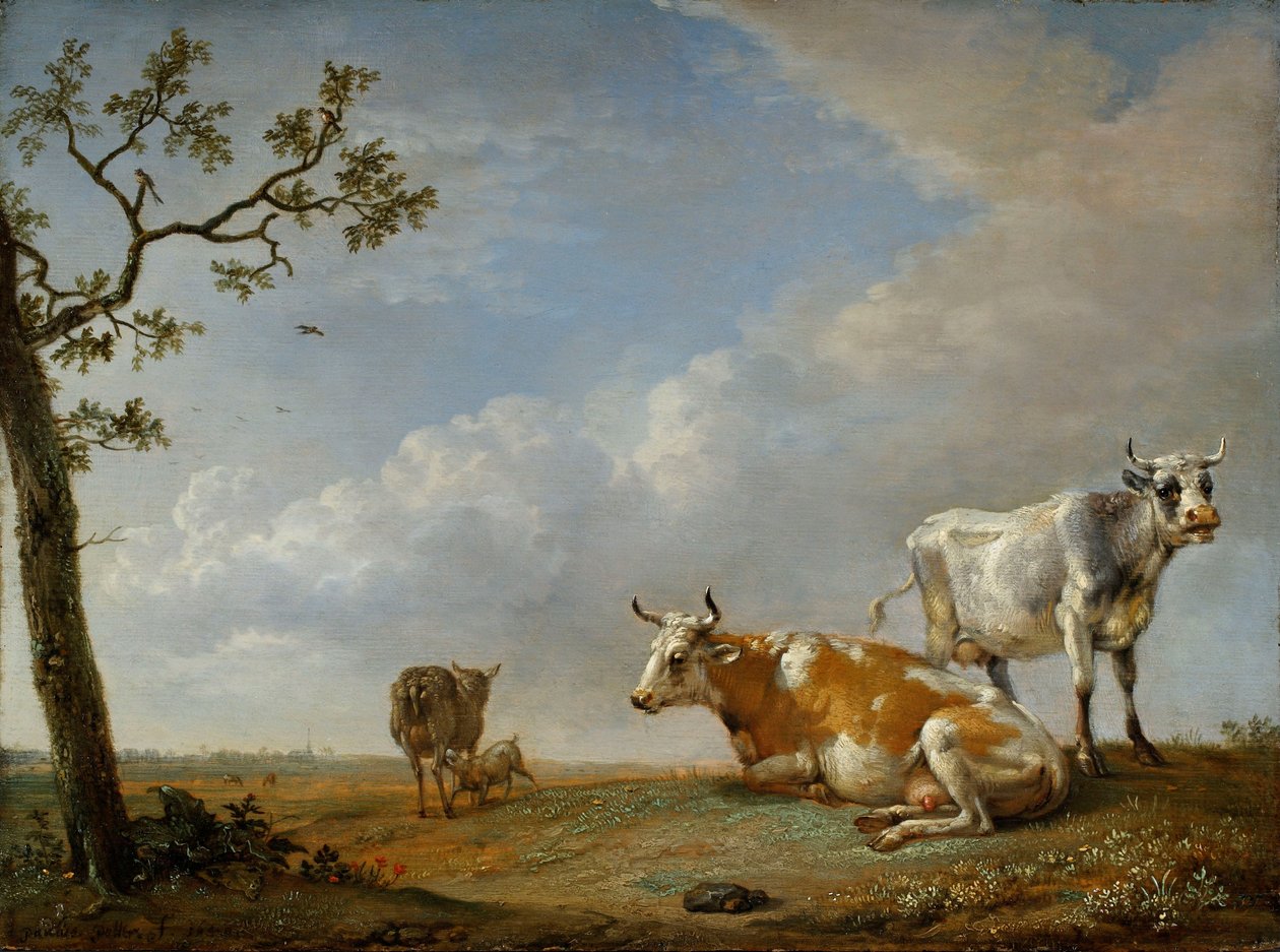 Animales descansando en el pasto de Paulus Potter